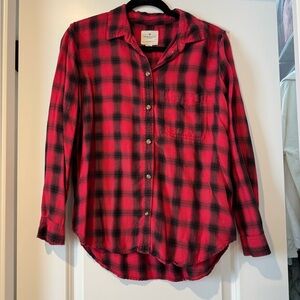 American Eagle Outfitters Red and Black Plaid Shirt